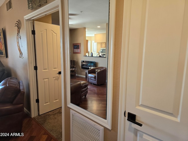 hall featuring dark hardwood / wood-style flooring