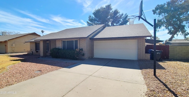 single story home with a garage