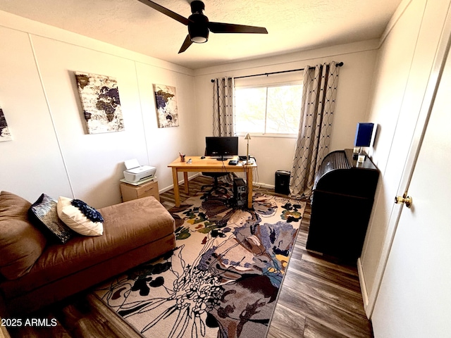 251 W 8th St, Ajo, AZ 85321 - office space with a ceiling fan, wood finished floors, and baseboards