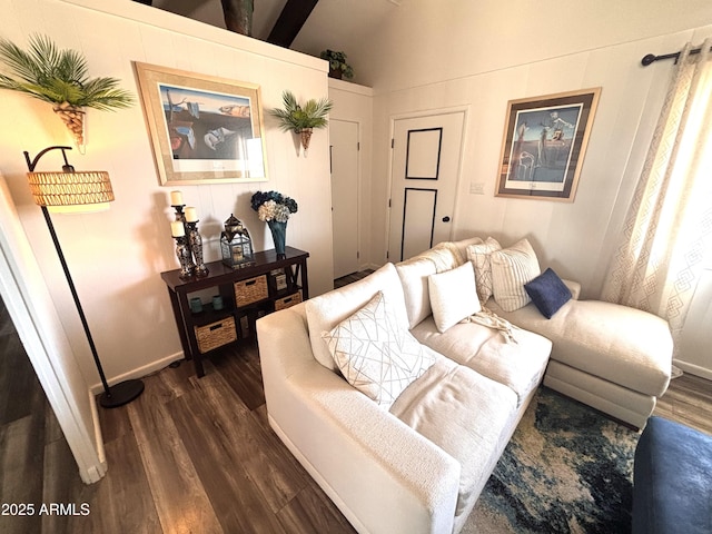 251 W 8th St, Ajo, AZ 85321 - living area with dark wood finished floors, lofted ceiling, and baseboards