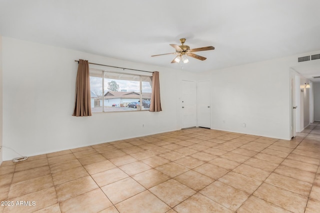 spare room with ceiling fan