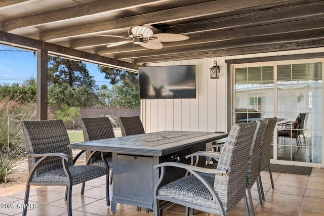 view of patio with ceiling fan