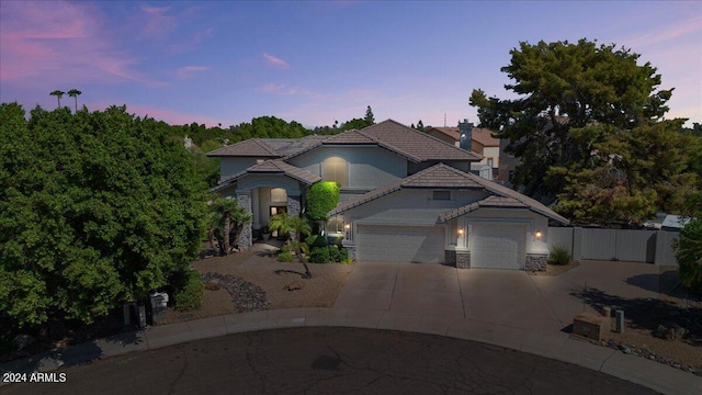 view of front of house with a garage