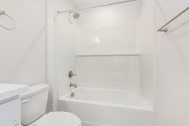 full bathroom featuring vanity, toilet, and tub / shower combination