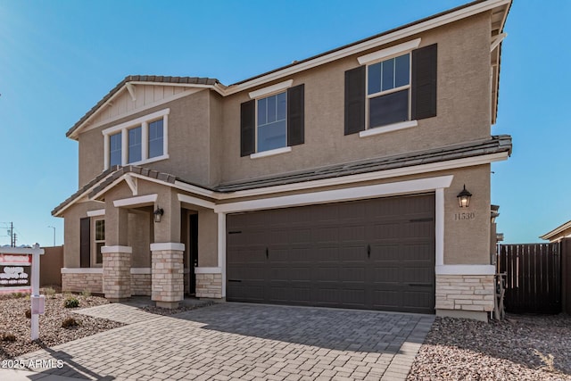 view of front property with a garage