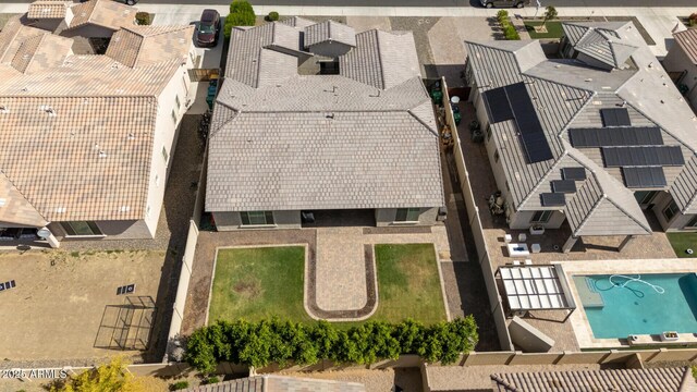 aerial view with a residential view