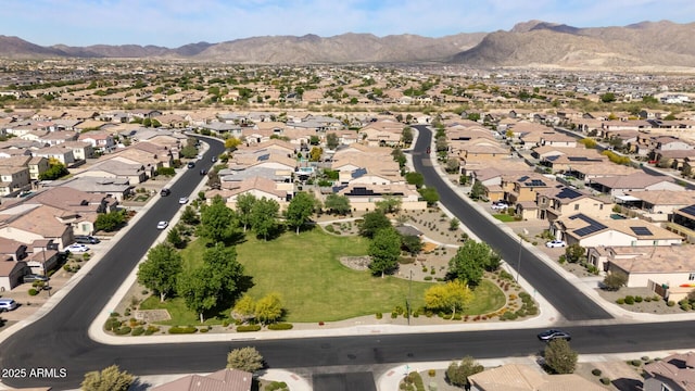 aerial view with a residential view and a mountain view