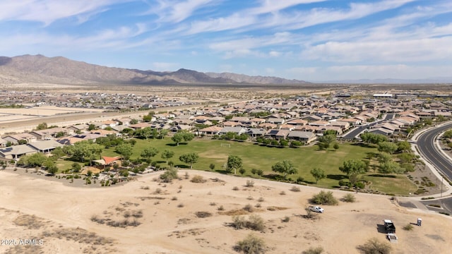 birds eye view of property featuring a residential view and a mountain view