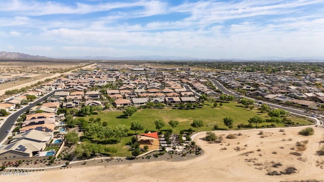 bird's eye view featuring a residential view and a mountain view