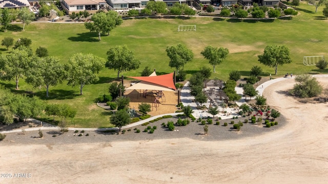 birds eye view of property with a residential view