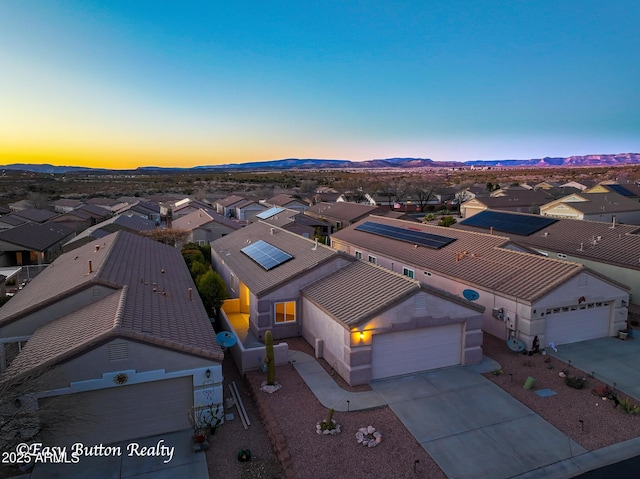 4968 E Meadow Vista Dr, Cornville, AZ 86325 - aerial view at dusk featuring a mountain view and a residential view
