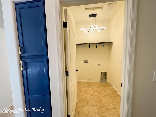 4968 E Meadow Vista Dr, Cornville, AZ 86325 - laundry area with electric dryer hookup, hookup for a gas dryer, light tile patterned floors, hookup for a washing machine, and laundry area