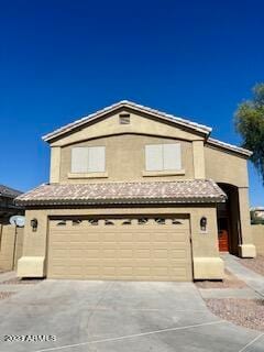 view of front property with a garage