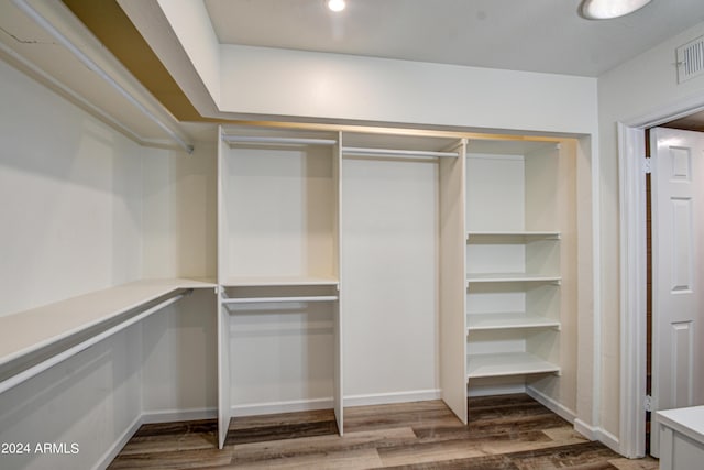 spacious closet with hardwood / wood-style flooring