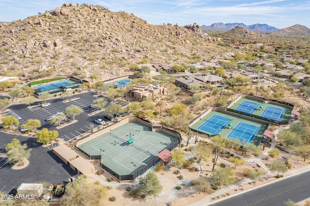 bird's eye view with a mountain view