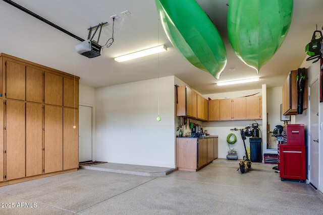 garage with a garage door opener