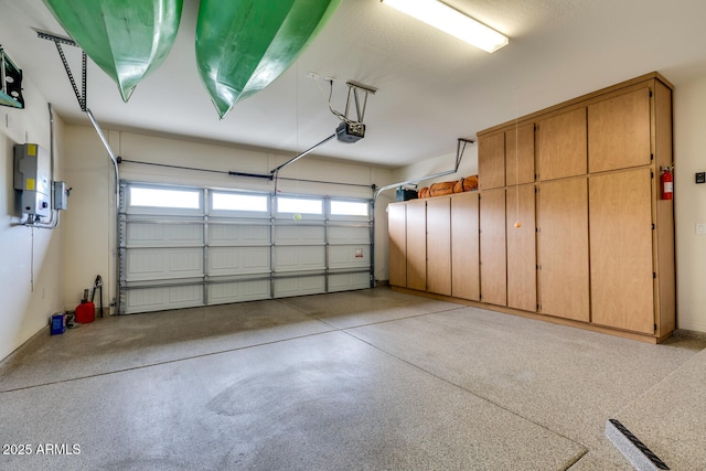 garage with a garage door opener