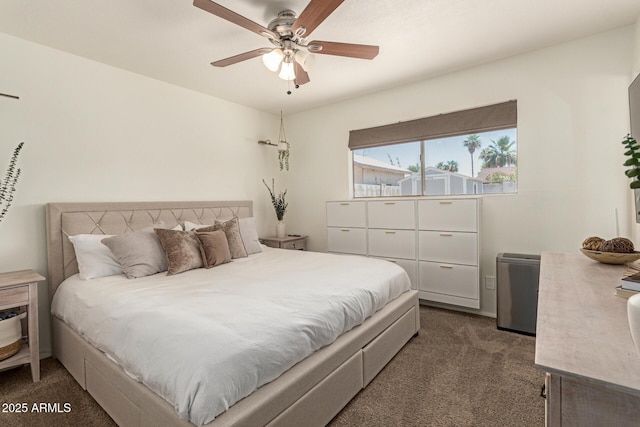 9825 N 44th Ave, Glendale, AZ 85302 - bedroom with dark carpet and ceiling fan