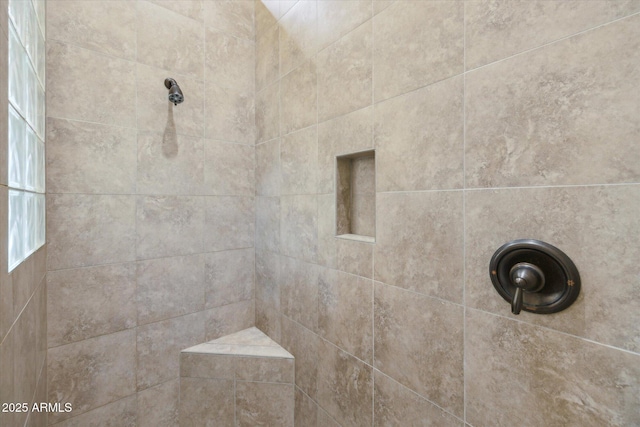 interior details featuring tiled shower