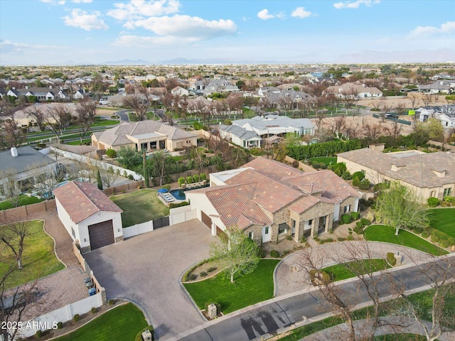 drone / aerial view with a residential view