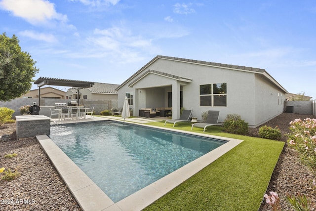 view of pool featuring a pergola and a patio