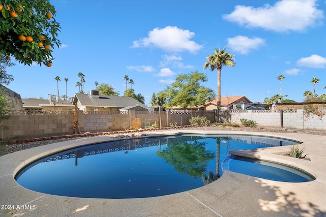 view of pool featuring a fenced backyard and a fenced in pool