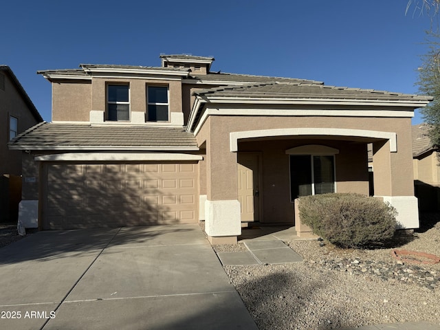 view of front of house with a garage