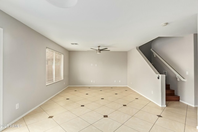 interior space featuring ceiling fan