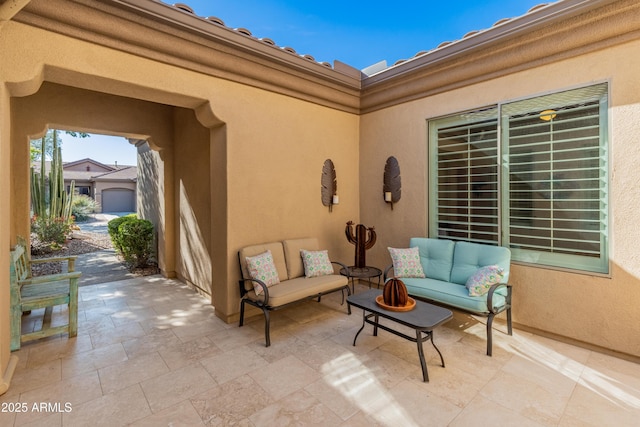 view of patio with an outdoor living space