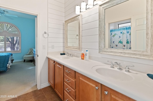 bathroom featuring vanity and tile patterned floors