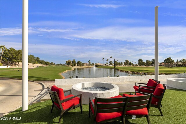 25042 S Hollygreen Dr, Sun Lakes, AZ 85248 - view of patio with view of golf course and a water view