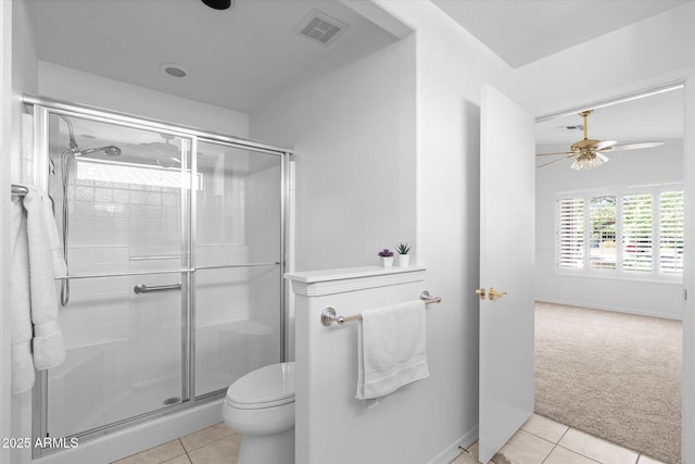 4976 S Sugarberry Ln, Gilbert, AZ 85298 - full bath with ceiling fan, tile patterned floors, and a shower stall