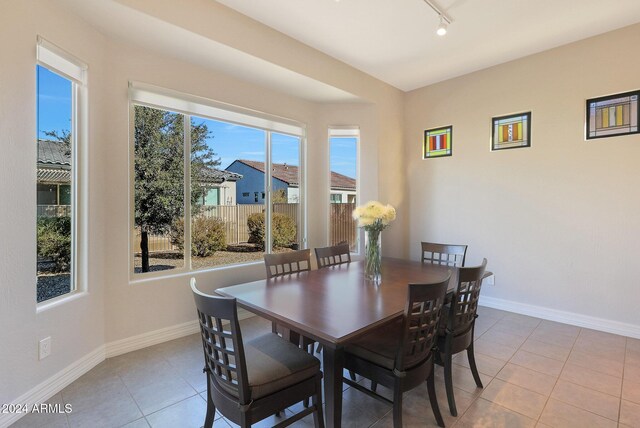 tiled dining space featuring a wealth of natural light