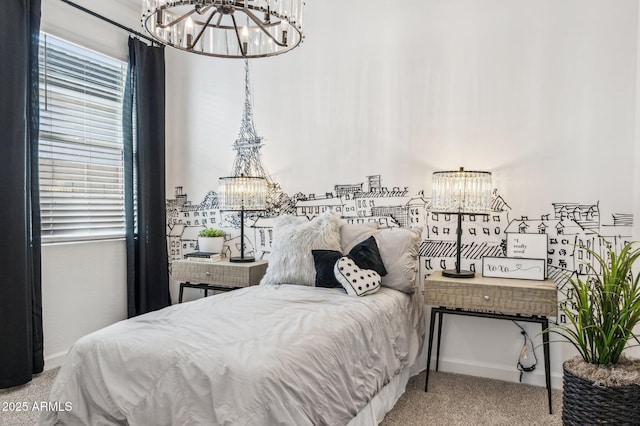 1584 S 241st Ave, Buckeye, AZ 85326 - bedroom featuring a chandelier, carpet, and multiple windows