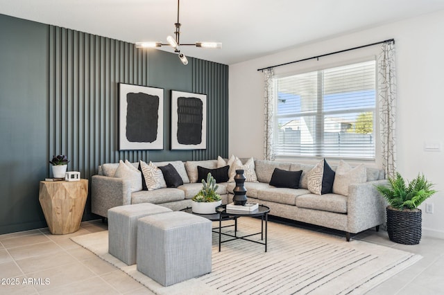 1584 S 241st Ave, Buckeye, AZ 85326 - living room featuring a chandelier and light tile patterned floors