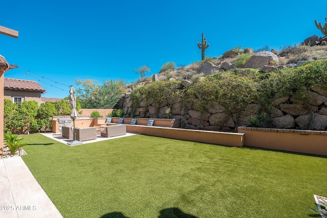 11070 E Bent Tree Dr, Scottsdale, AZ 85262 - view of grassy yard with an outdoor hangout area and a patio area