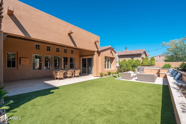11070 E Bent Tree Dr, Scottsdale, AZ 85262 - back of house with outdoor lounge area, stucco siding, and a patio