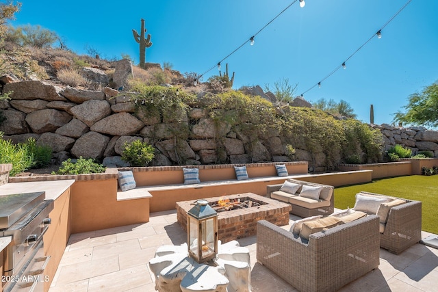 11070 E Bent Tree Dr, Scottsdale, AZ 85262 - view of patio featuring a fire pit and a grill