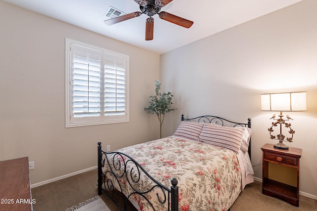 bedroom with carpet flooring and ceiling fan