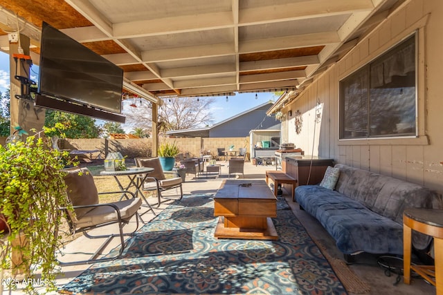 view of patio / terrace featuring an outdoor living space