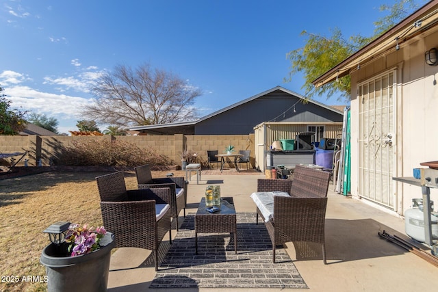 view of patio / terrace with an outdoor living space