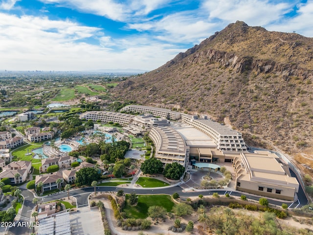 aerial view with a mountain view