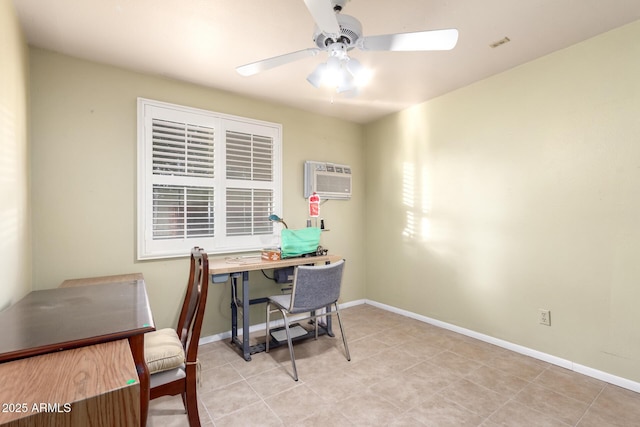4046 E Crocus Dr, Phoenix, AZ 85032 - office space featuring ceiling fan, an AC wall unit, and light tile patterned floors