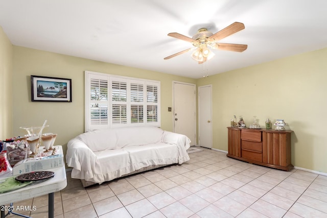 4046 E Crocus Dr, Phoenix, AZ 85032 - living area featuring a ceiling fan and light tile patterned floors