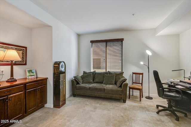 office with light tile patterned floors