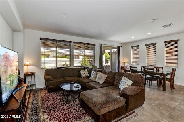 view of tiled living room