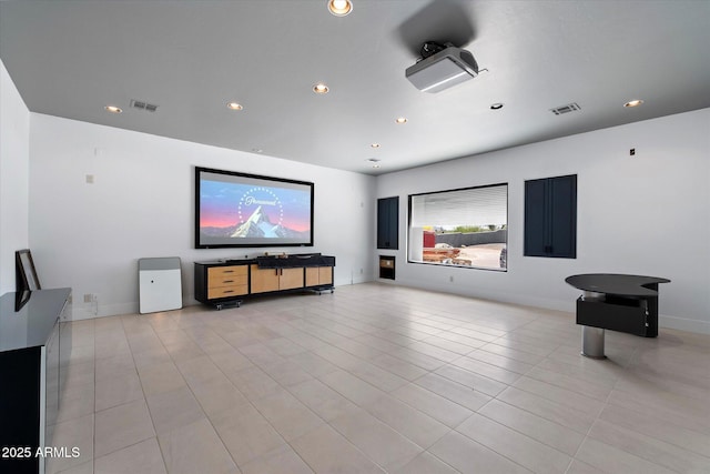 29215 N 136th St, Scottsdale, AZ 85262 - cinema with light tile patterned floors, recessed lighting, and baseboards