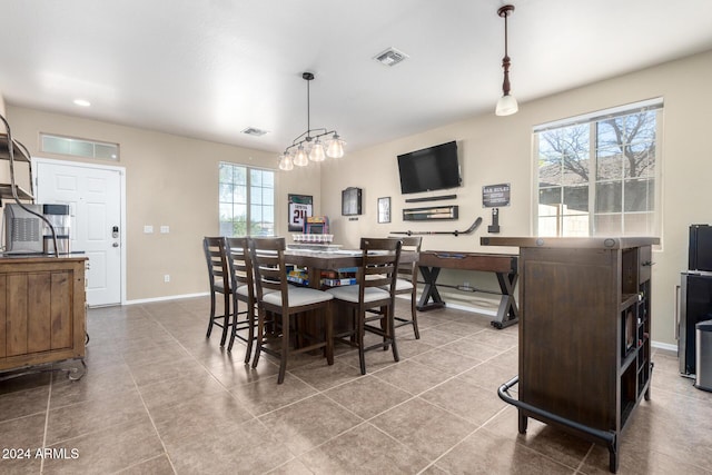 view of tiled dining space