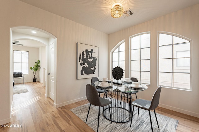 dining room featuring light hardwood / wood-style flooring