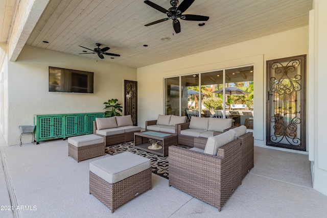 view of patio / terrace featuring outdoor lounge area and ceiling fan